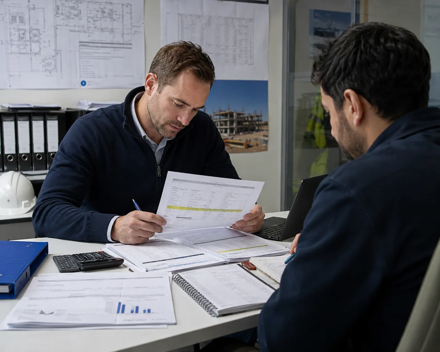 Commercial team member working with structured delay and cost records for client reporting.